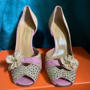 Valentino Crystal & Raffia D’orsay Pumps